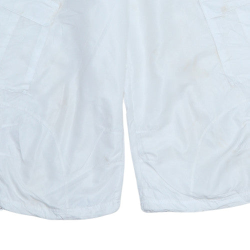 Adidas Men's White ClimaProof M Cropped Track Pants with Blue Stripes