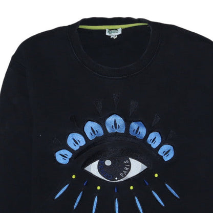 Kenzo Men’s Black Embroidered Eye Sweatshirt L Pullover Crew Neck
