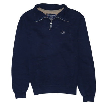 Champion Men's Blue 1/4 Zip Logo Sweatshirt Size S