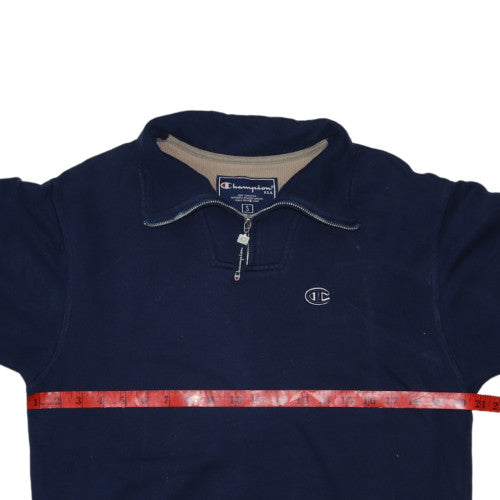 Champion Men's Blue 1/4 Zip Logo Sweatshirt Size S