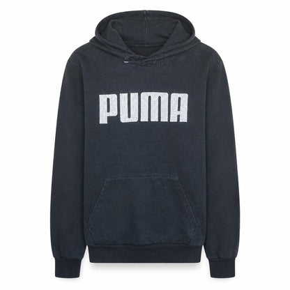 Puma Mens Black 2XL Pullover Hoodie with Logo and Pockets
