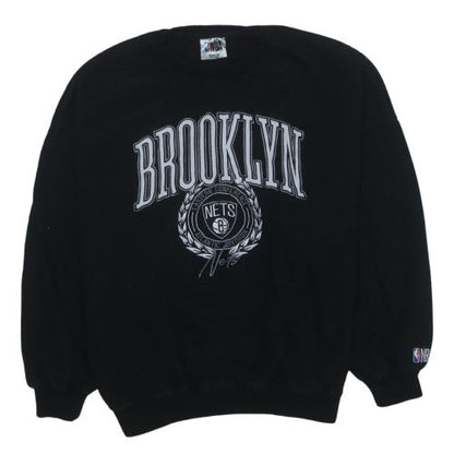 NBA Brooklyn Nets Men's Black Sweatshirt Medium Embroidered Pullover