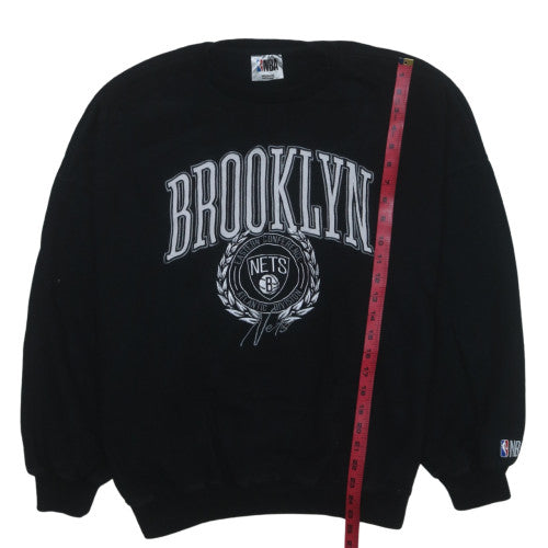 NBA Brooklyn Nets Men's Black Sweatshirt Medium Embroidered Pullover