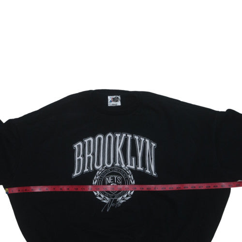 NBA Brooklyn Nets Men's Black Sweatshirt Medium Embroidered Pullover