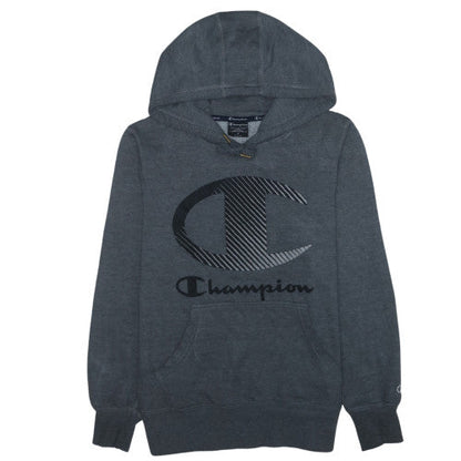 Champion Men's Grey Pullover Hoodie Small Graphic Logo Cotton Blend