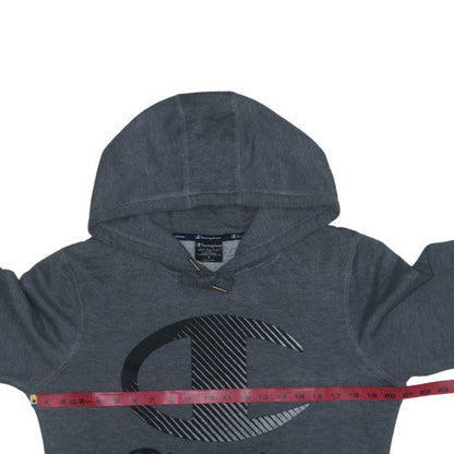 Champion Men's Grey Pullover Hoodie Small Graphic Logo Cotton Blend