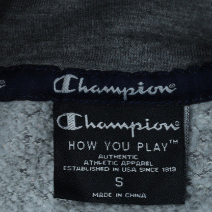 Champion Men's Grey Pullover Hoodie Small Graphic Logo Cotton Blend