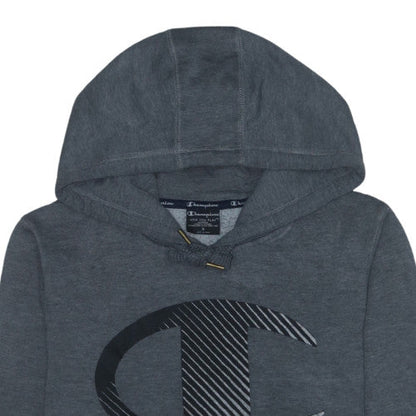 Champion Men's Grey Pullover Hoodie Small Graphic Logo Cotton Blend