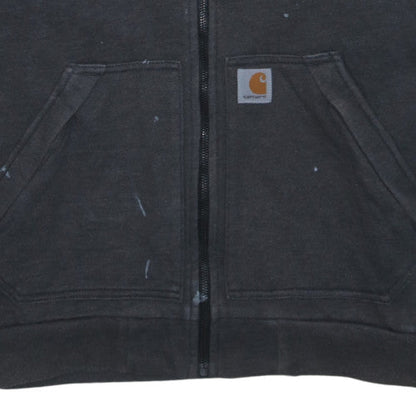 Carhartt Men’s Black Full Zip Hoodie L Relaxed Fit Fleece Workwear