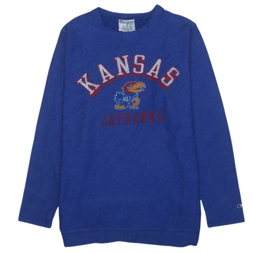 Champion Mens Blue Kansas Jayhawks Pullover Sweatshirt Size S