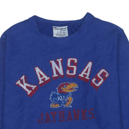 Champion Mens Blue Kansas Jayhawks Pullover Sweatshirt Size S