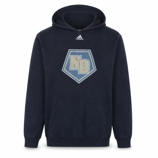 Front view of Adidas Men's Blue Pullover Hoodie L Graphic ND Logo Sportswear