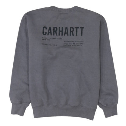 Carhartt Men Grey Sefton Sweatshirt M Crew Neck Cotton Blend