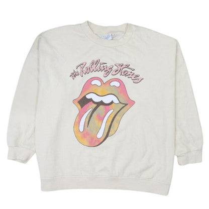 Rolling Stones Mens Beige Graphic Print Crew Neck Sweatshirt Size 20
