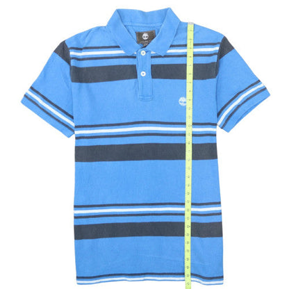 Timberland Men's Blue Striped XL Regular Fit Cotton Polo Shirt