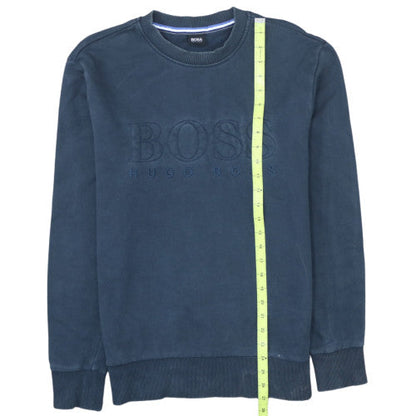 Hugo Boss Men's Blue Crew Neck Logo Sweatshirt Size M