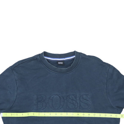 Hugo Boss Men's Blue Crew Neck Logo Sweatshirt Size M
