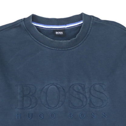 Hugo Boss Men's Blue Crew Neck Logo Sweatshirt Size M