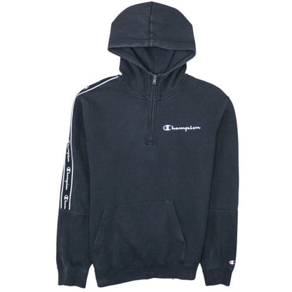 Champion Men's Black 1/2 Zip Hoodie Medium Fleece Sweatshirt