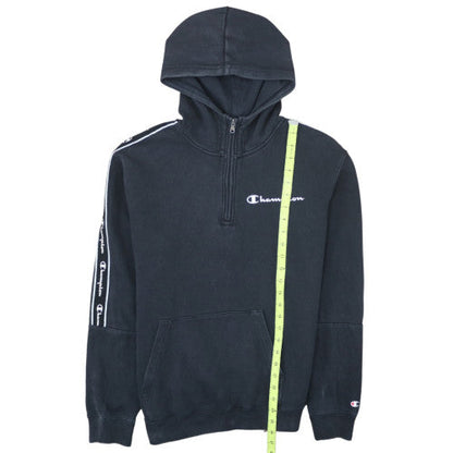 Champion Men's Black 1/2 Zip Hoodie Medium Fleece Sweatshirt