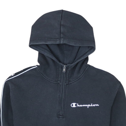 Champion Men's Black 1/2 Zip Hoodie Medium Fleece Sweatshirt
