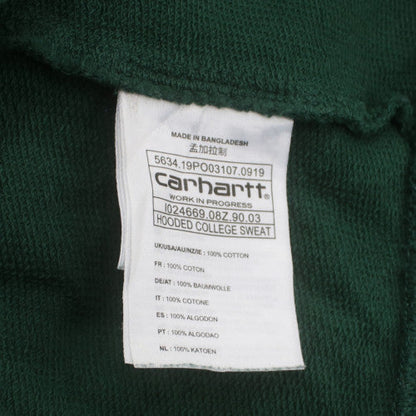 Carhartt Mens Green Pullover Hoodie M College Logo Sweatshirt