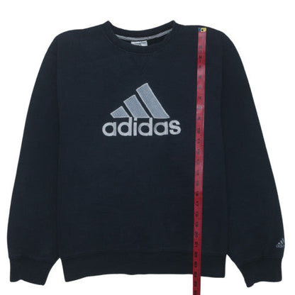 Adidas Men's Black L Crew Neck Pullover Sweatshirt Embroidered Logo