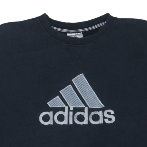 Adidas Men's Black L Crew Neck Pullover Sweatshirt Embroidered Logo