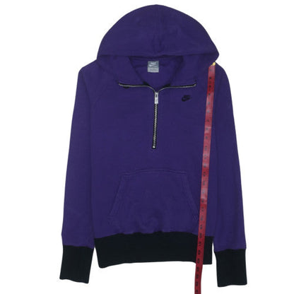 Nike Womens Purple 1/2 Zip Hooded Sweatshirt Size L Cotton