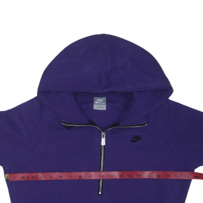 Nike Womens Purple 1/2 Zip Hooded Sweatshirt Size L Cotton