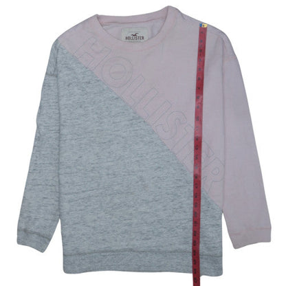 Hollister Women Pink Grey Colourblock Logo Sweatshirt M Regular Fit