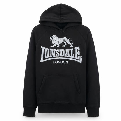 Lonsdale Men's Black Pullover Hoodie Small Graphic Logo Sweatshirt