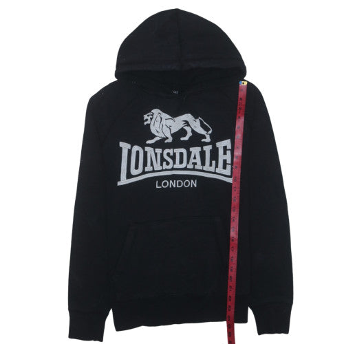 Lonsdale Men's Black Pullover Hoodie Small Graphic Logo Sweatshirt