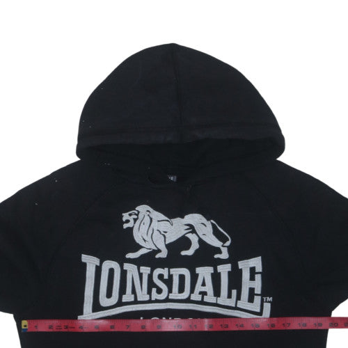 Lonsdale Men's Black Pullover Hoodie Small Graphic Logo Sweatshirt