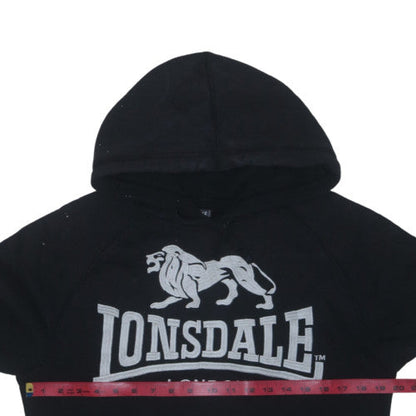 Lonsdale Men's Black Pullover Hoodie Small Graphic Logo Sweatshirt