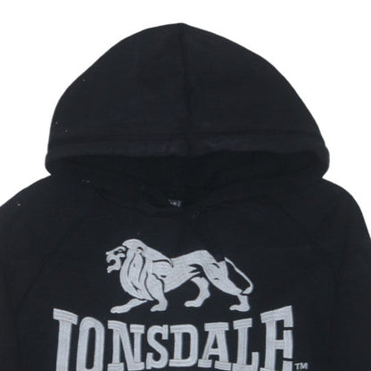 Lonsdale Men's Black Pullover Hoodie Small Graphic Logo Sweatshirt