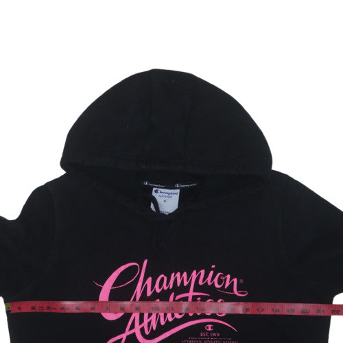 Champion Mens Black XL Pullover Hoodie Graphic Logo Sweatshirt
