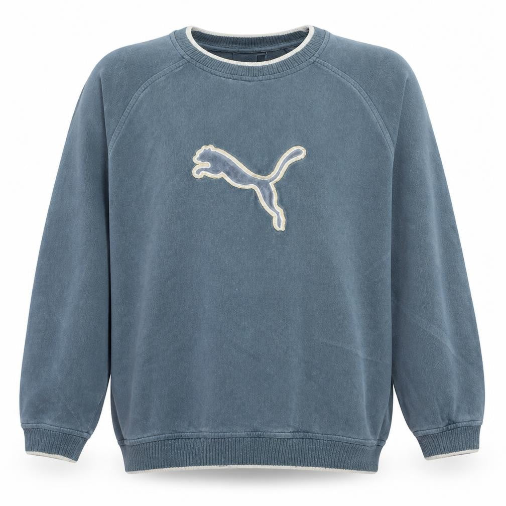 Puma Men’s Blue Pullover Sweatshirt Small Crew Neck Sports Fleece