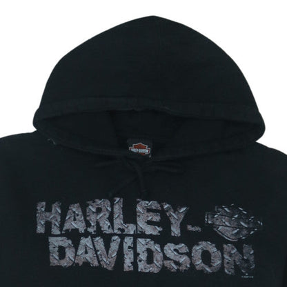 Harley-Davidson Men's Black Pullover Hoodie L Graphic Fleece Sweatshirt