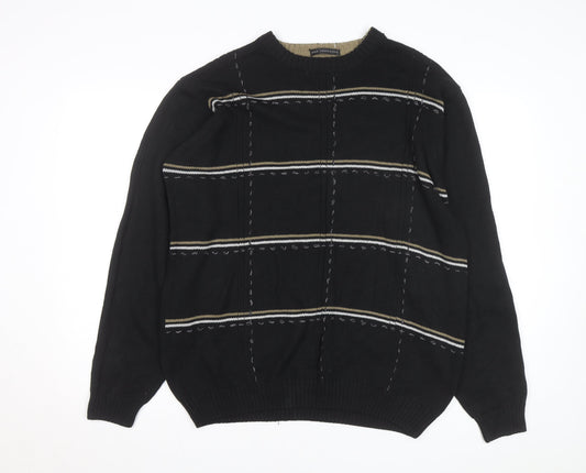 Bill Blass Men’s Black Hand Embroidered Cotton Jumper XL