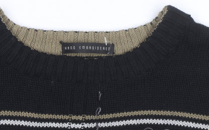 Bill Blass Men’s Black Hand Embroidered Cotton Jumper XL