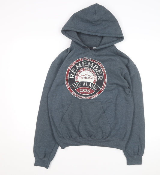 The Alamo Men’s Grey Pullover Hoodie S Graphic Fleece Sweatshirt