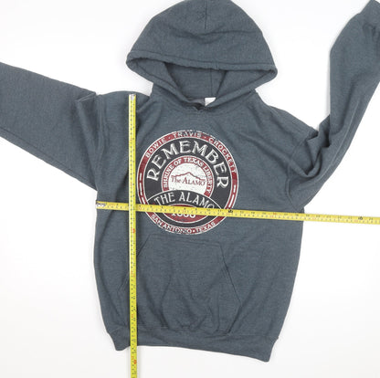 The Alamo Men’s Grey Pullover Hoodie S Graphic Fleece Sweatshirt