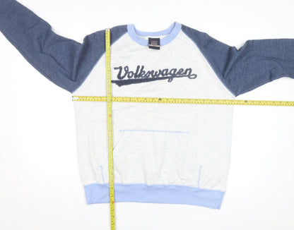 MV Sport Men's Blue Volkswagen Embroidered Pullover Sweatshirt L