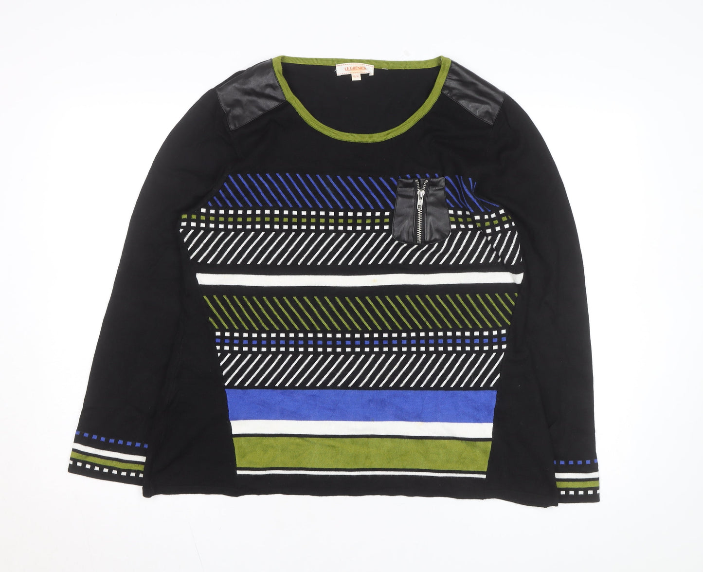 Le Grenier Unisex Black Geometric Knit Pullover Jumper XL