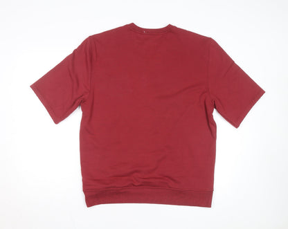 IZOD Men Red Short Sleeve Crew Neck Pullover Sweatshirt M
