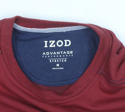 IZOD Men Red Short Sleeve Crew Neck Pullover Sweatshirt M