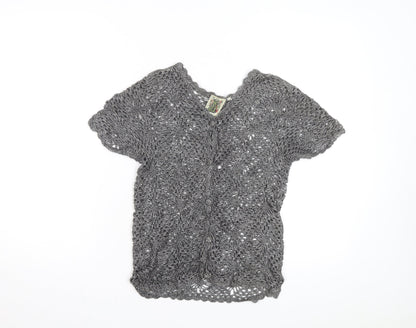 Solo Women’s Grey Crochet Open-Knit Cardigan M