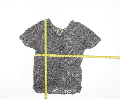 Solo Women’s Grey Crochet Open-Knit Cardigan M
