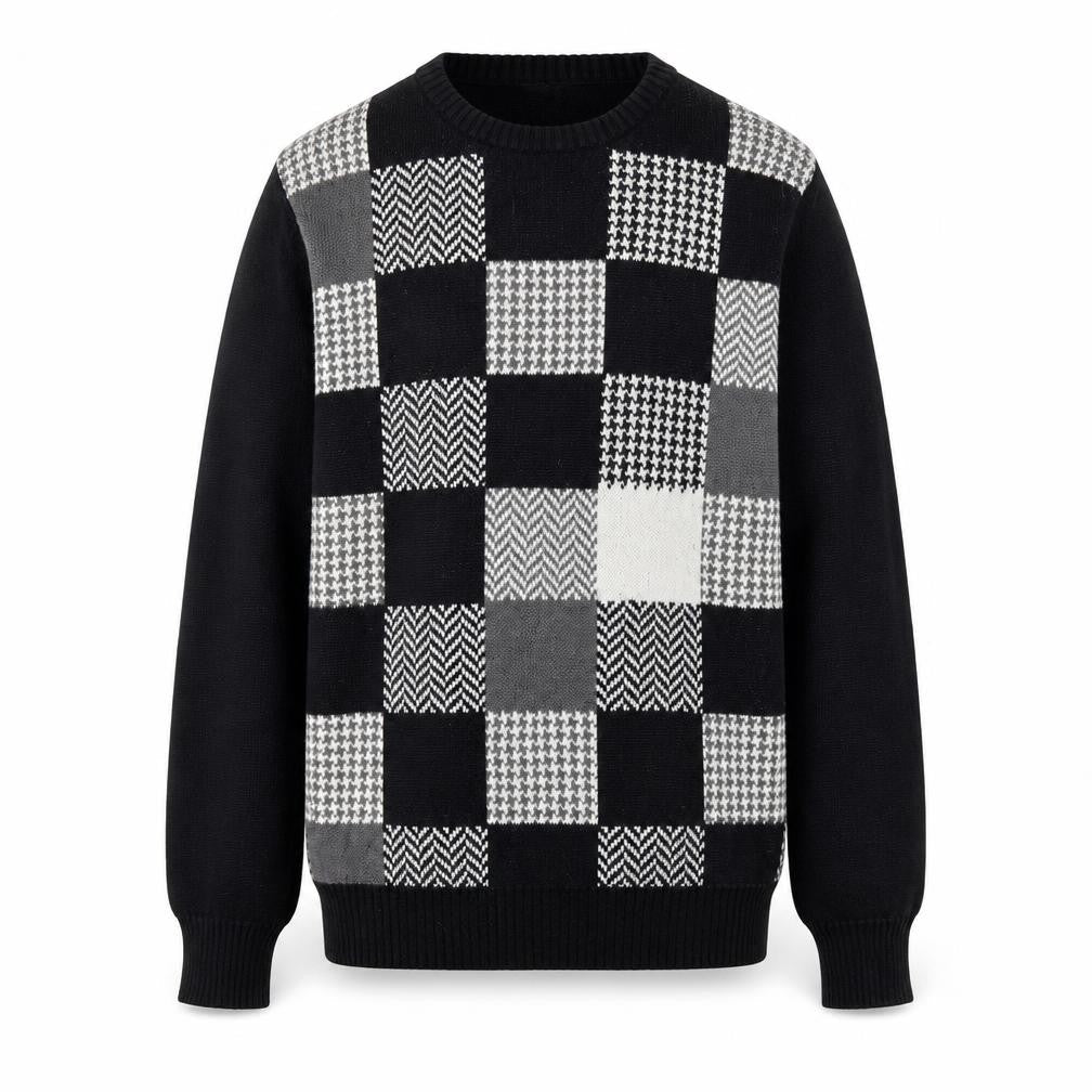 Geoffrey Beene Men's Black Cotton Check Knit Jumper Size L